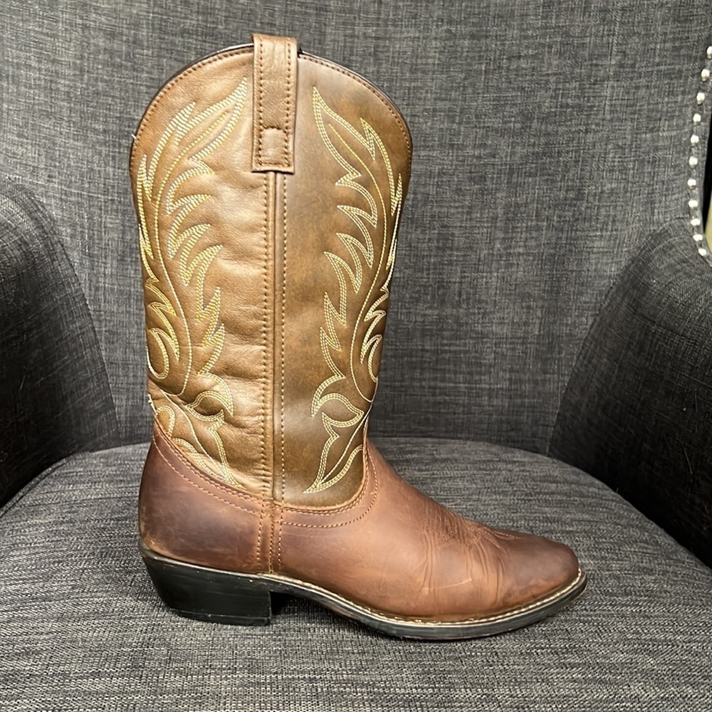 Laredo Boots Lea Vamp Fox Women's Leather Cowgirl Chore Western 7.5 - Picture 3 of 9